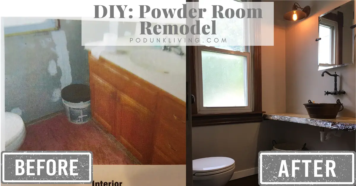 Rustic Farmhouse Powder Room Remodel Before and After