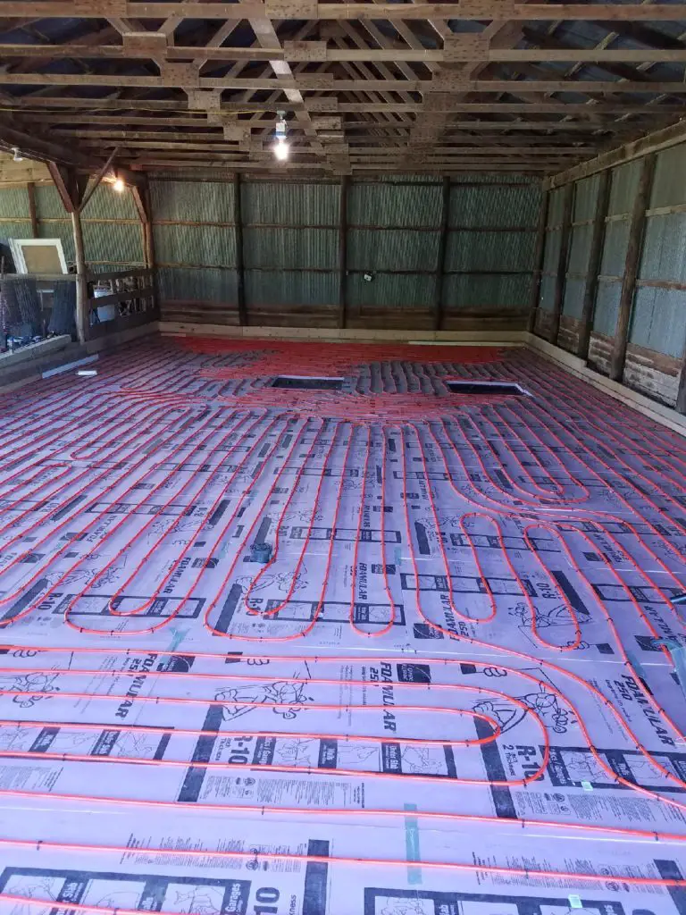 Pex and insulation for heated garage concrete floor