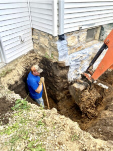 Digging to waterproof basement